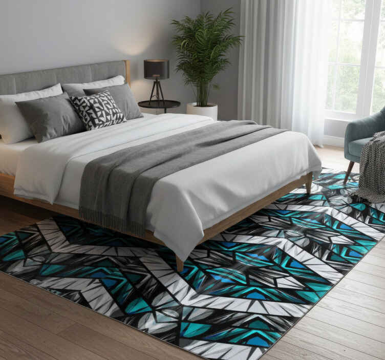 Cool black blue and white graffiti bedroom vinyl rug - TenStickers