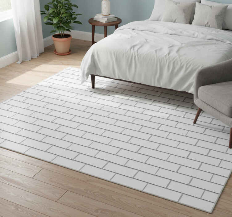 Bedroom vinyl rug white thick bricks - TenStickers