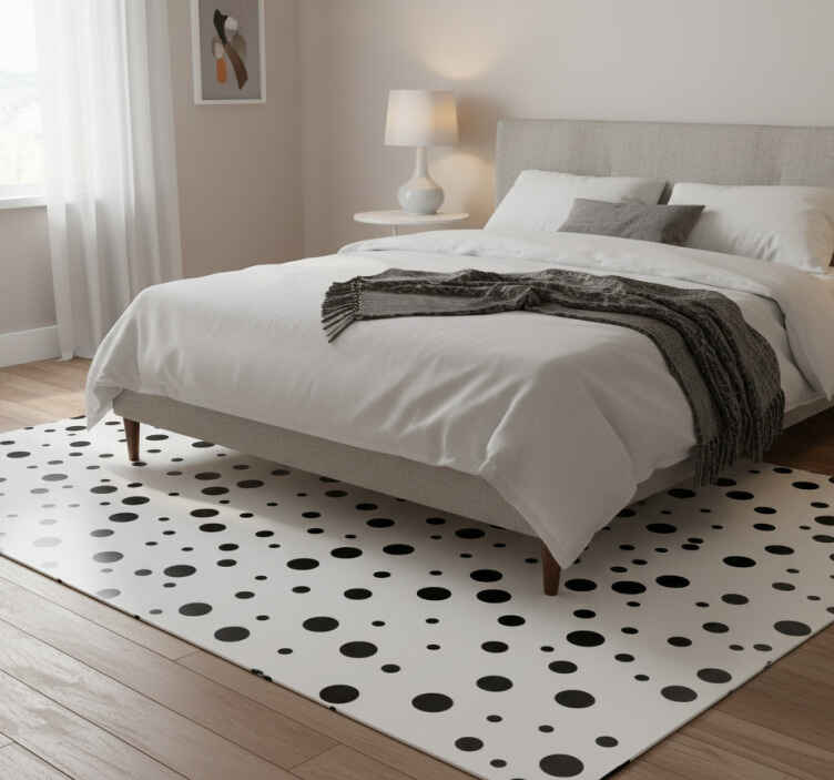 Bedroom vinyl rug in black and white polka dots - TenStickers