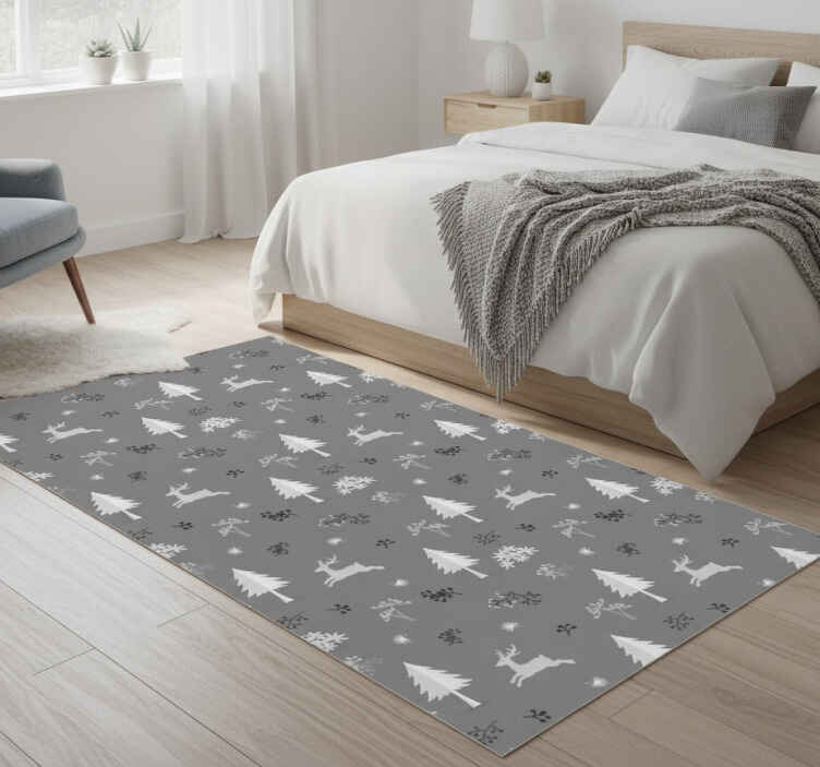Bedroom vinyl rug grey stags - TenStickers