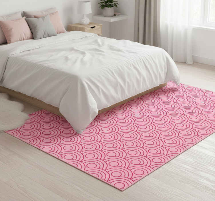 Bedroom vinyl rug in dark and light pink shapes - TenStickers