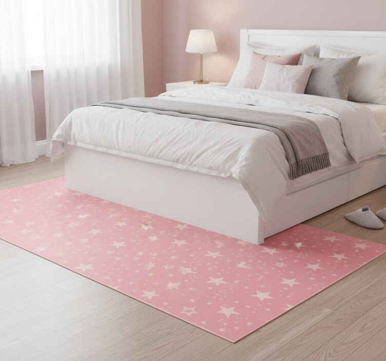 Bedroom vinyl rug light pink stars on dark pink - TenStickers