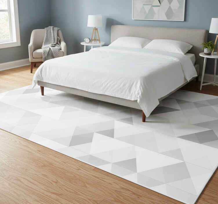 Bedroom vinyl rug geometric grey triangles - TenStickers