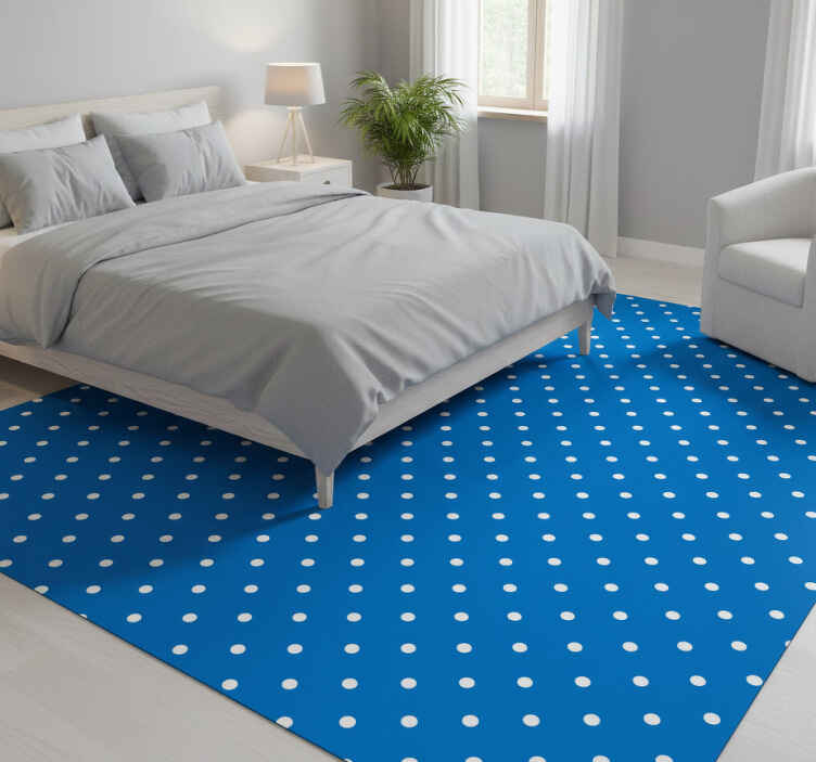 Bedroom vinyl rug with blue polka dots - TenStickers