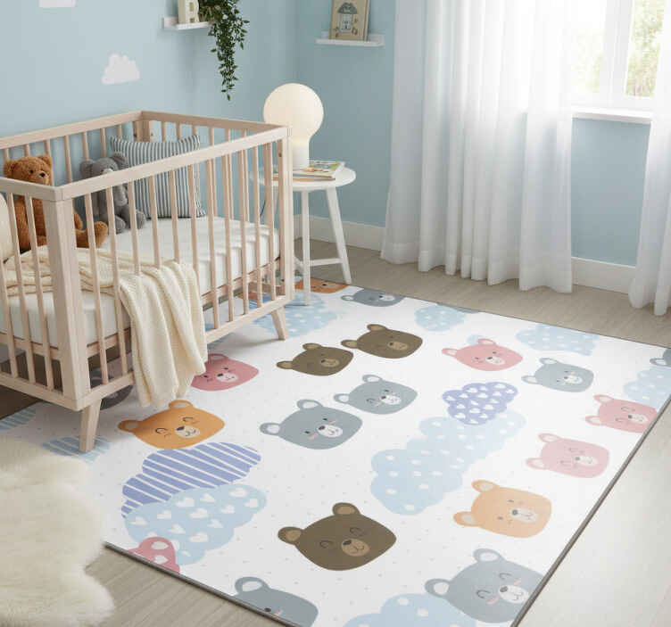 Bedroom vinyl rug minimalistic bear smile design - TenStickers