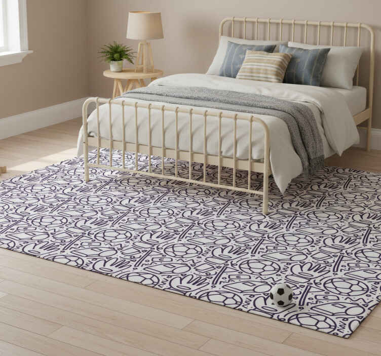 Bedroom vinyl rug with sporty doodle design - TenStickers