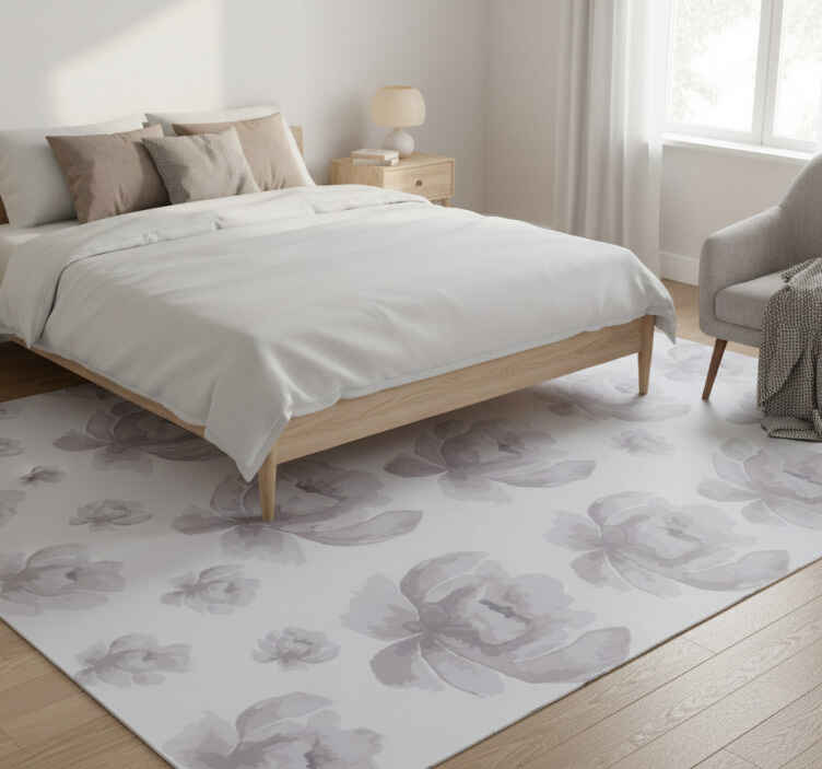 Bedroom vinyl rug in gray 80's floral design - TenStickers