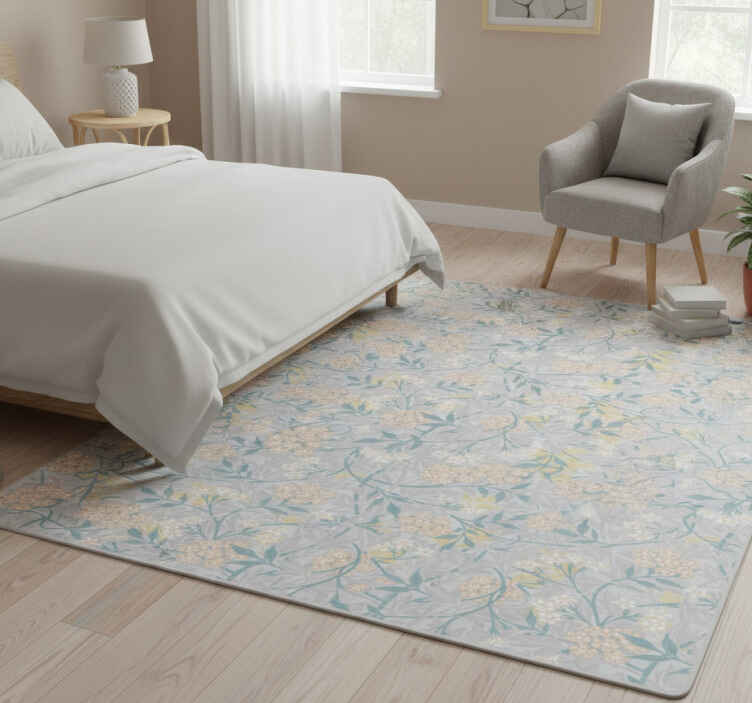 Bedroom vinyl carpet with elegant 80's floral pattern - TenStickers