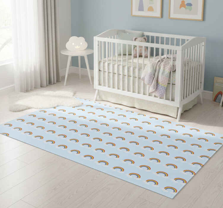 Colorful rainbow and clouds bedroom vinyl rug - TenStickers