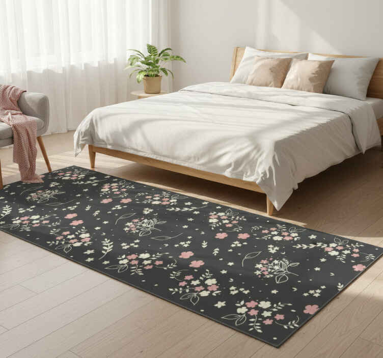 Bedroom vinyl rug gray background with tiny pink dots - TenStickers
