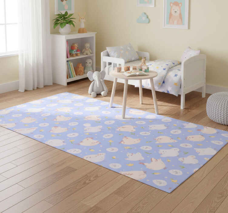 Bedroom vinyl rug with chicken designs for kids - TenStickers