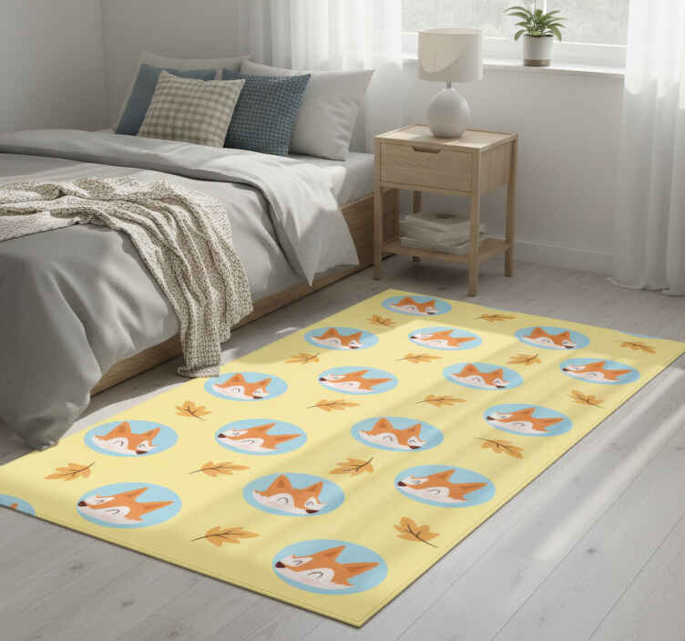 Alfombra vinílica dormitorio zorros nórdicos en círculo - TenVinilo