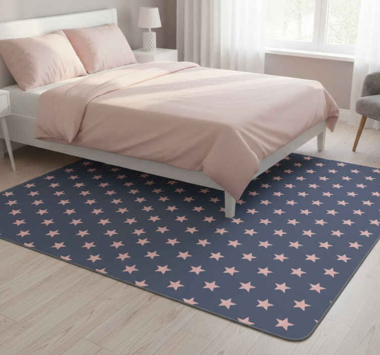 Pink and grey stars bedroom vinyl rug - TenStickers