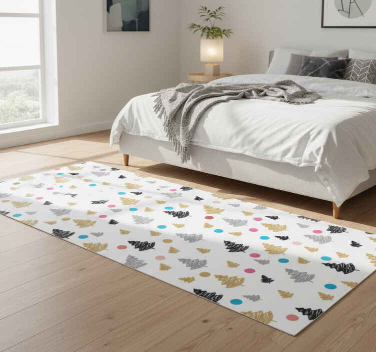 Bedroom vinyl rug with colorful tree dot design - TenStickers