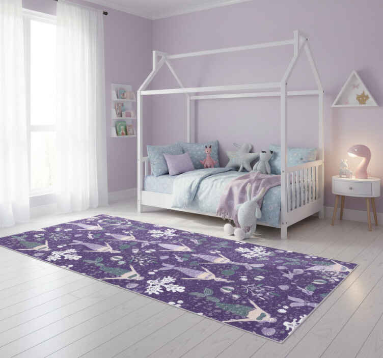 Mermaid splash bedroom vinyl rug - TenStickers