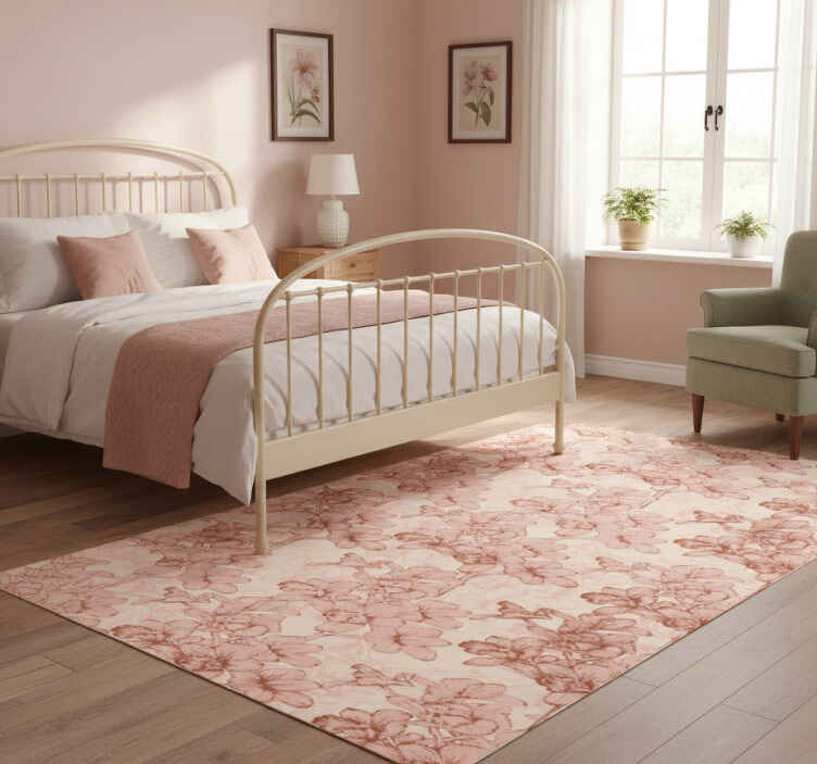 Bedroom vinyl rug vintage 3d flowers design - TenStickers