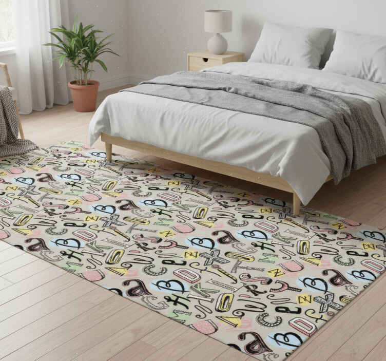 Bedroom vinyl rug with nordic design letters - TenStickers