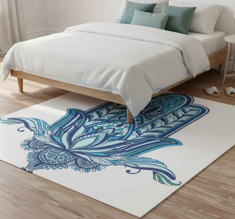 Tapis vinyle chambre main de hamsa bleue - TenStickers