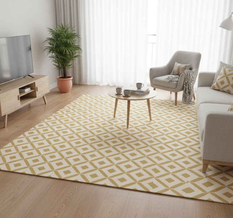 Vinylmatta scandinaviska nordisk geometrisk senap - Tenstickers