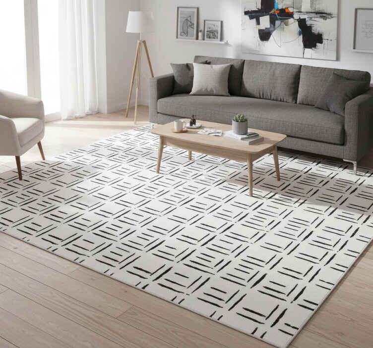 Vinil szőnyeg skandináv szabálytalan fekete vonalakkal - TenStickers