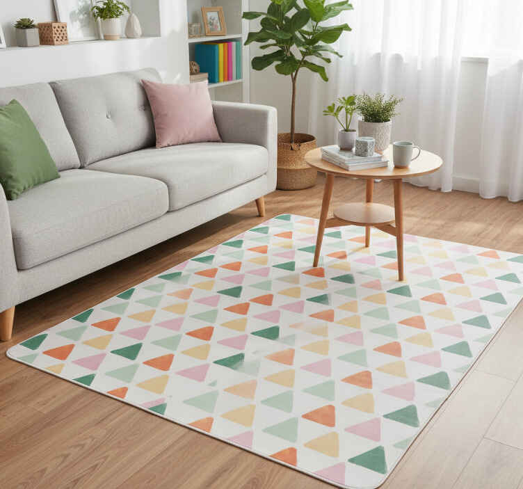Vinylmatta scandinaviska pastellfärgade trianglar mönster - Tenstickers