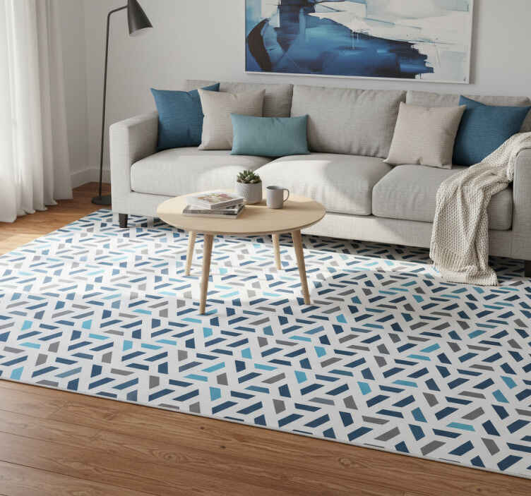 Vinylmatta scandinaviska blå och grön geometrisk mönster - Tenstickers