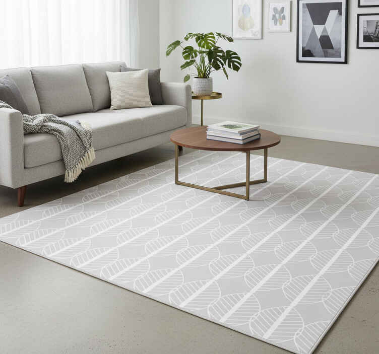 Vinylmatta scandinaviska vit linje av blad på grå - Tenstickers