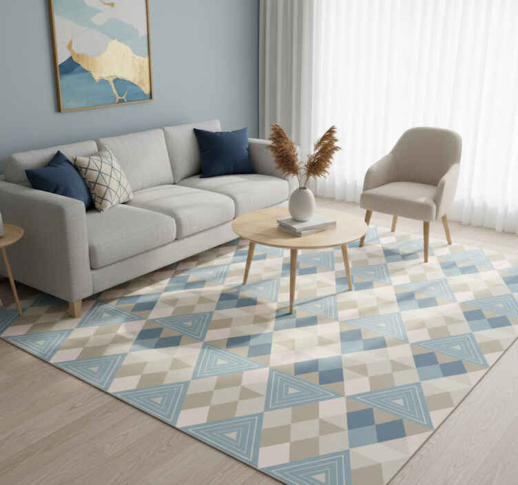 Vinylmatta scandinaviska med geometriskt blått mönster - Tenstickers