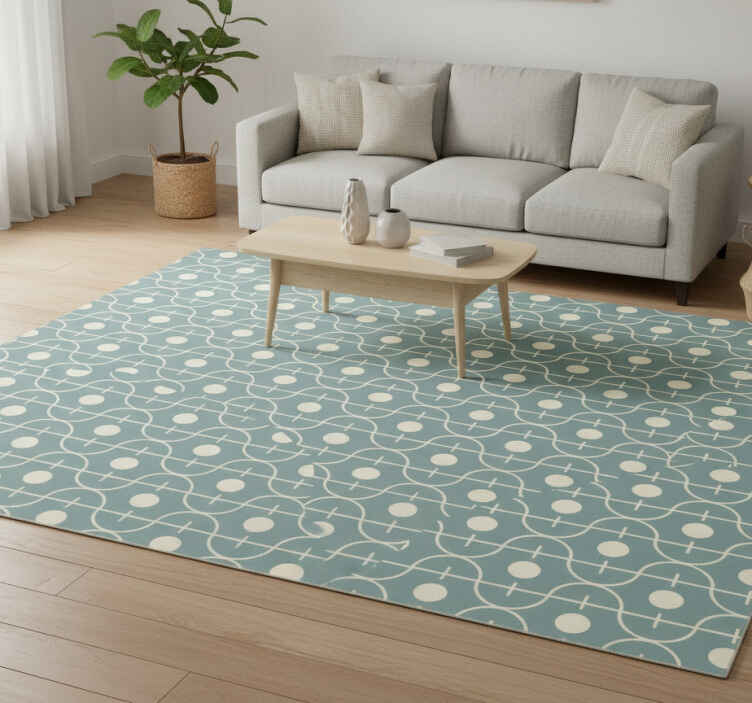 Vinylmatta scandinaviska blå japandi m geometriska linjer - Tenstickers