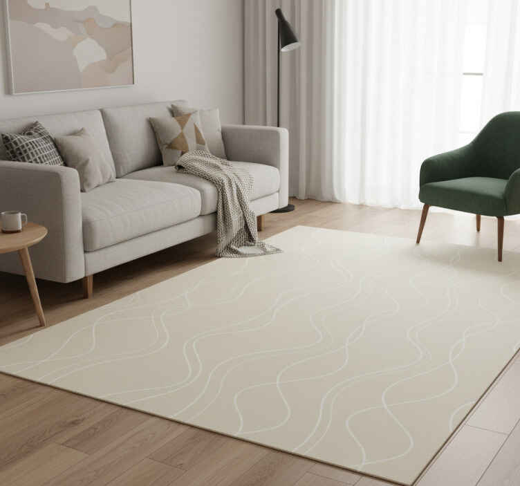 Vinylmatta scandinaviska vit och beige konstmönster - Tenstickers