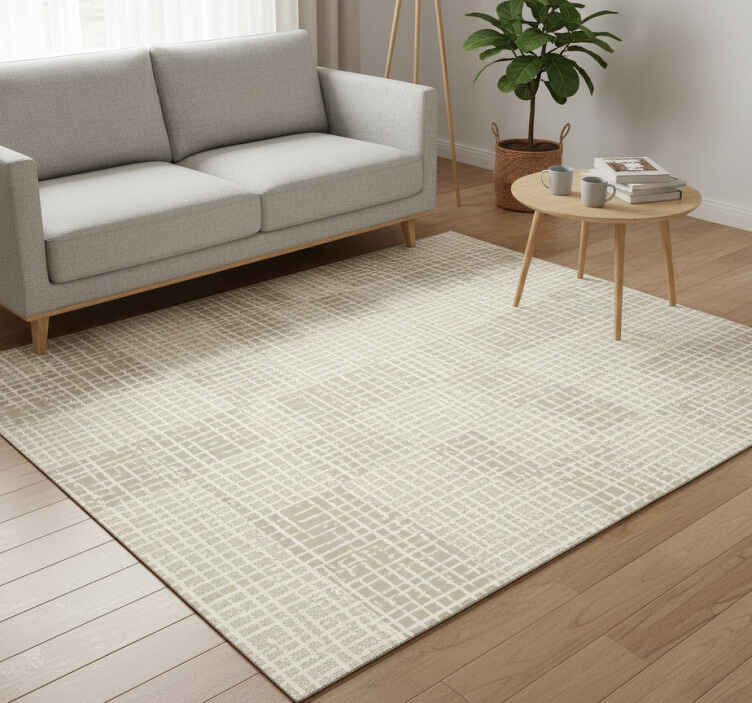 Vinylmatta scandinaviska beige fyrkantig mönster - Tenstickers