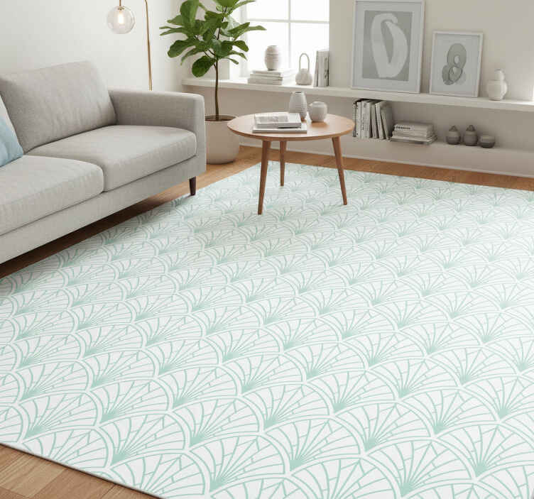 Vinylmatta scandinaviska ljus akvamarinblad vit bakgrund - Tenstickers