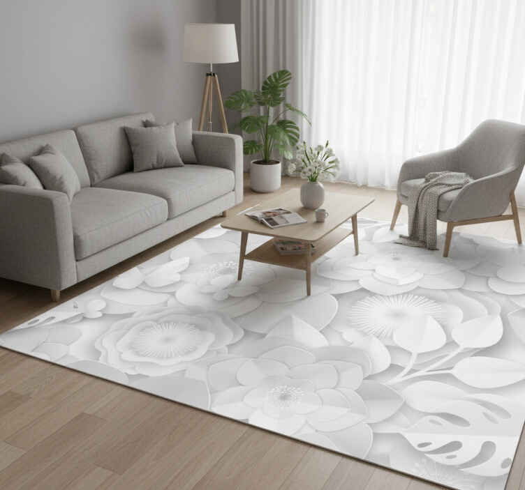 Vinylmatta natur 3d vita blommor - Tenstickers