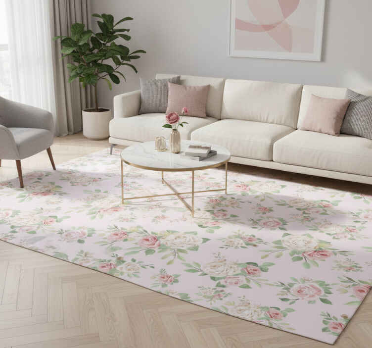 Vinylmatta natur rosa pioner på grå tapet - Tenstickers