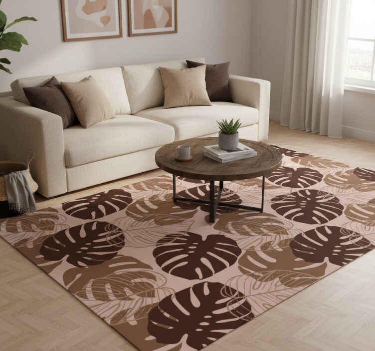 Vinyl teppich natur monstera deliciosa in braunton - TenStickers