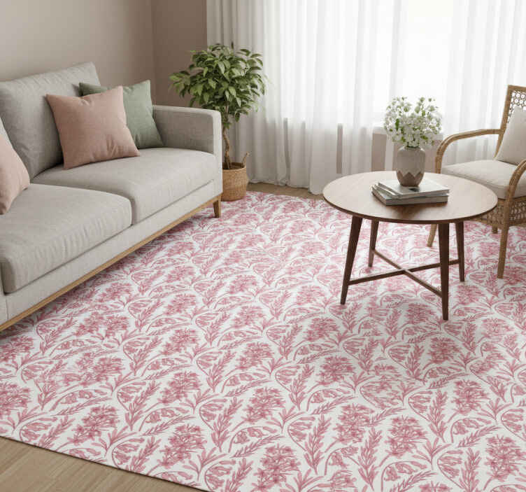 Vinyl teppich natur mit rosa lotusblüten - TenStickers