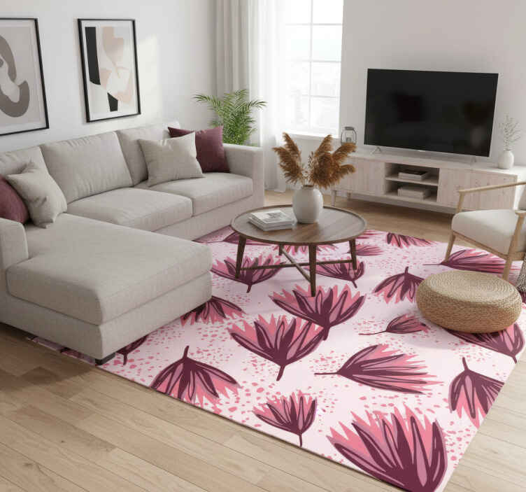 Vinyl teppich natur mit abstraktem lotusmuster - TenStickers