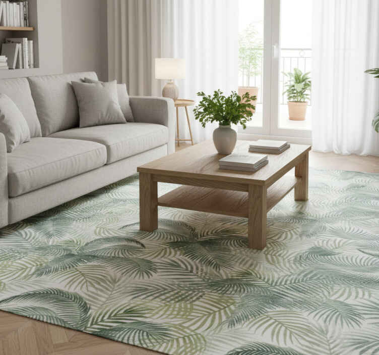 Vinyl teppich natur mit wilden grünen blättern - TenStickers