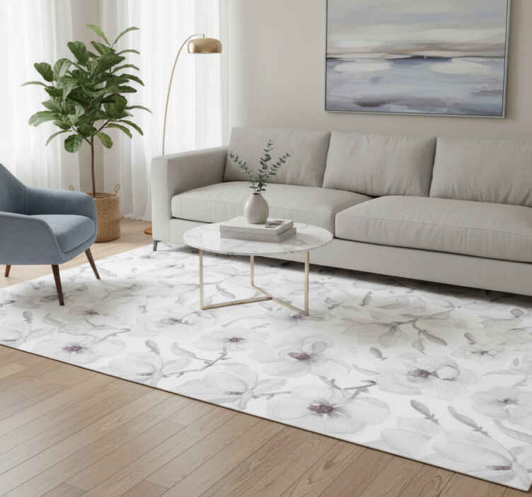 Vinyl teppich natur mit elegantem magnolienzweig - TenStickers
