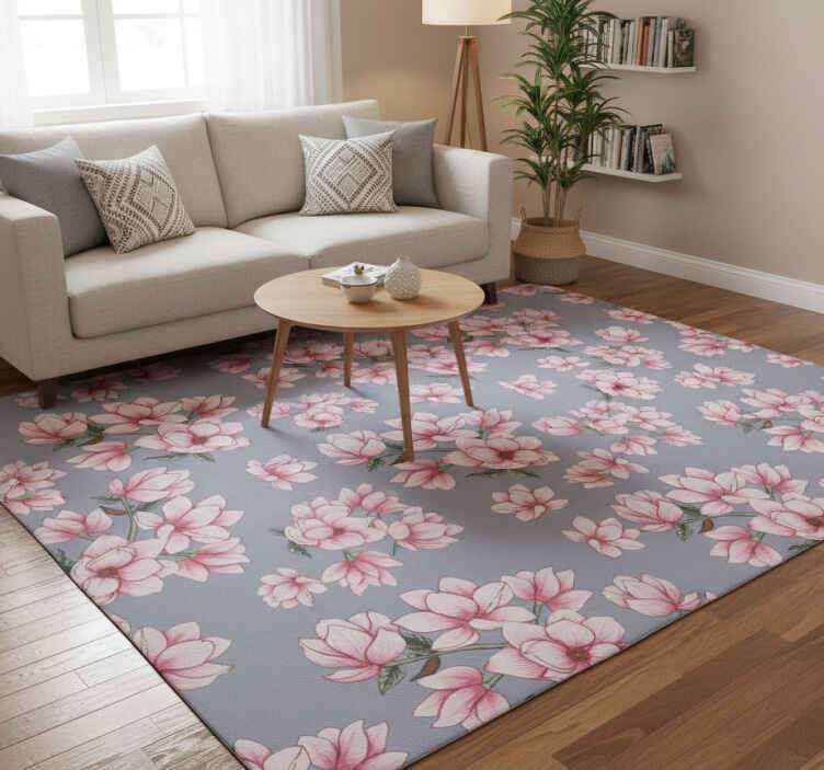 Vinyl teppich natur mit schönen magnolienblüten - TenStickers