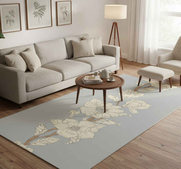 Vinyl teppich natur im neuen nostalgie-stil magnolia - TenStickers
