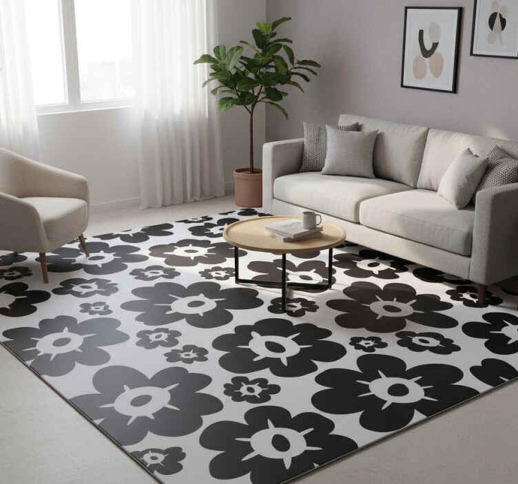 Vinyl teppich natur schwarze mohnblume - TenStickers