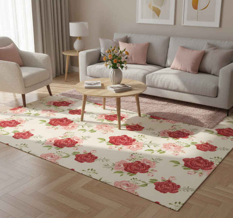 Vinyl teppich natur anmutige rosen - TenStickers