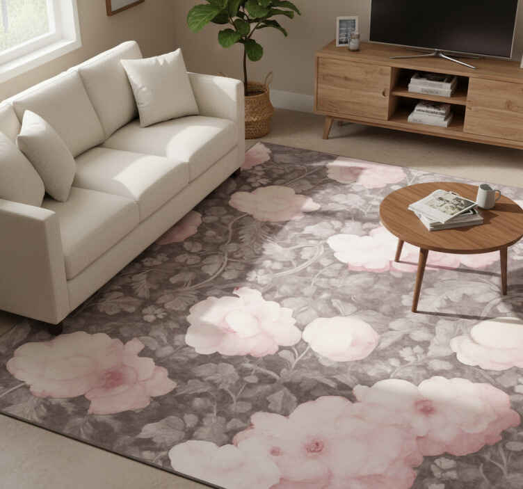 Vinyl teppich natur vintage leinen blüte - TenStickers