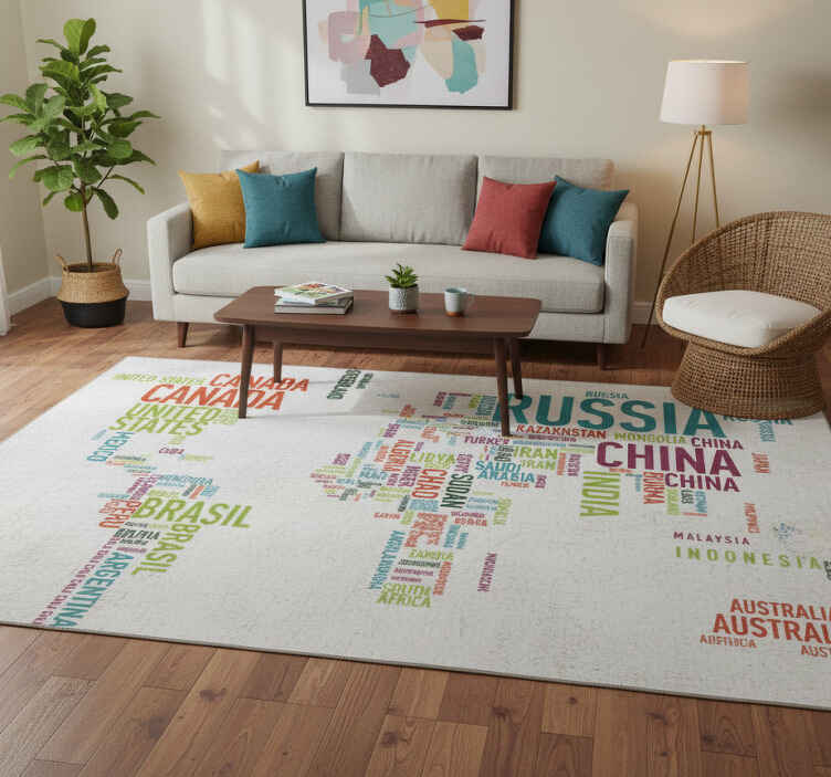 Vinyl teppich weltkarte bunte länder mit hintergrund - TenStickers