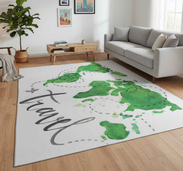 Vinyl teppich weltkarte dekorativer reisemotiv - TenStickers