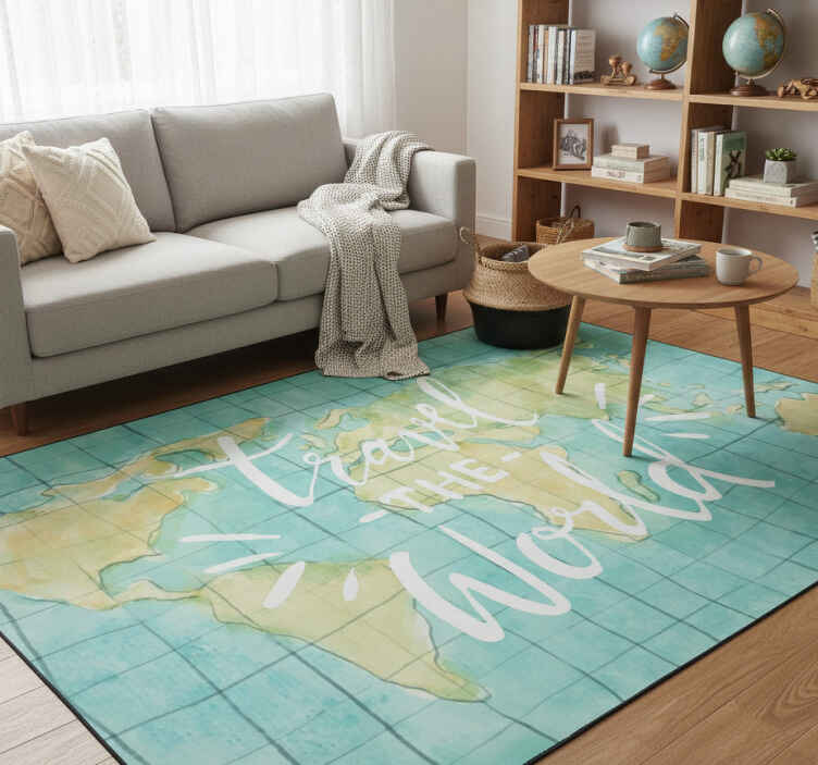 Vinyl teppich weltkarte für reisen um die welt - TenStickers