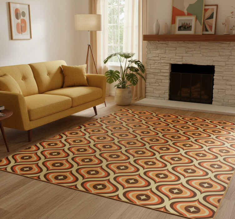 Vinyl teppich vintage in retro orange und braun - TenStickers