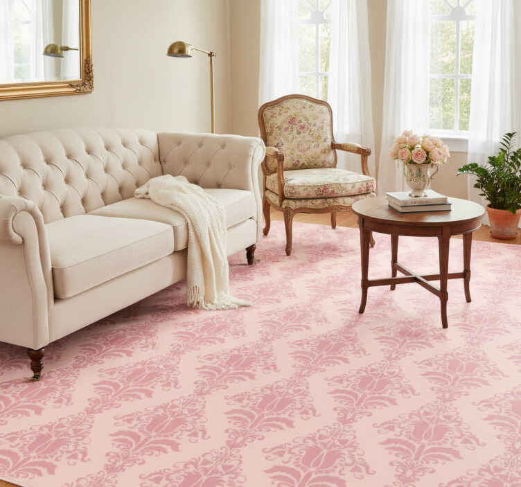 Vintage vinyl tæppe fransk provinsial rosa blomster mønster - TenStickers