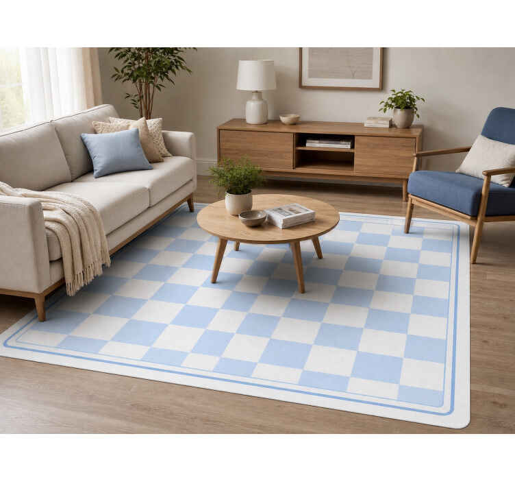 Vinyl teppich blau damier sommer - TenStickers
